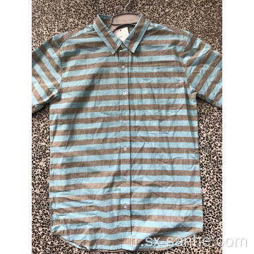 Chemise en coton à rayures bleues et marron pour homme à la mode